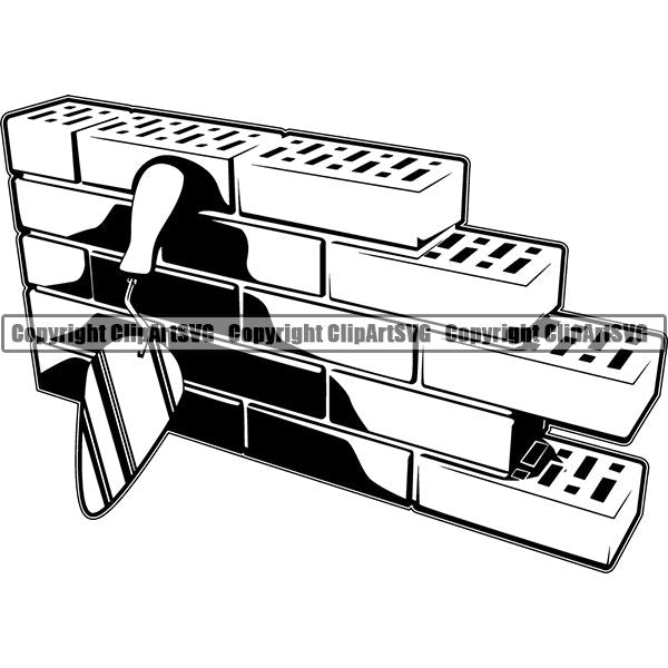 Mason Concrete Brick Building Repair Service Logo ClipArt SVG