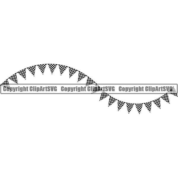 Sports Car Motorcycle Run Running Bike Race Racing Racer Race Design Element Frame Border Checkerboard Checkered Checker Triangle Flags Line Wavy ClipArt SVG