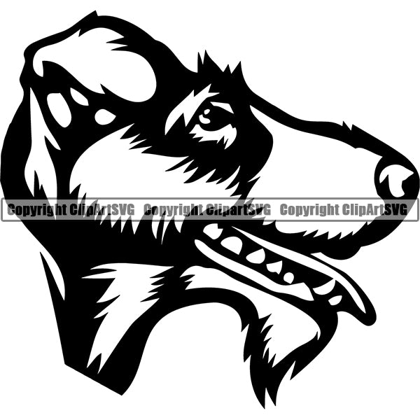 Fox Terrier Dog Breed Head Face ClipArt SVG 003
