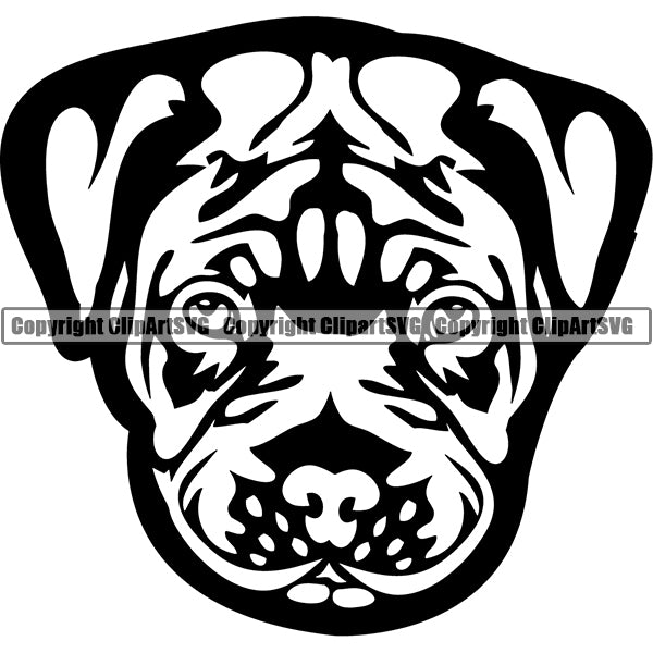Pit Bull Dog Breed Head Face ClipArt SVG 005