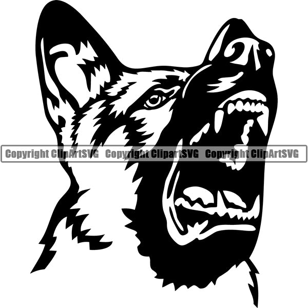 German Shepherd Dog Breed Head Face ClipArt SVG 017
