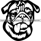 Pug Dog Breed Head Face ClipArt SVG 003