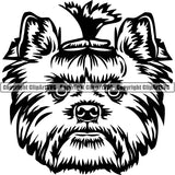 Yorkshire Terrier Dog Breed Head Face ClipArt SVG 010