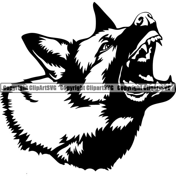 German Shepherd Dog Breed Head Face ClipArt SVG 018