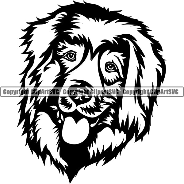 Leonberger Dog Breed Head Face ClipArt SVG 003