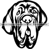 Neapolitan Mastiff Dog Breed Head Face ClipArt SVG 002