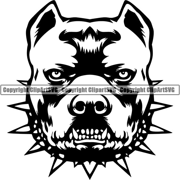 Pit Bull Dog Breed Head Face ClipArt SVG 007