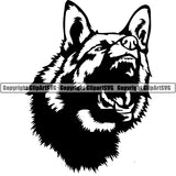 German Shepherd Dog Breed Head Face ClipArt SVG 020