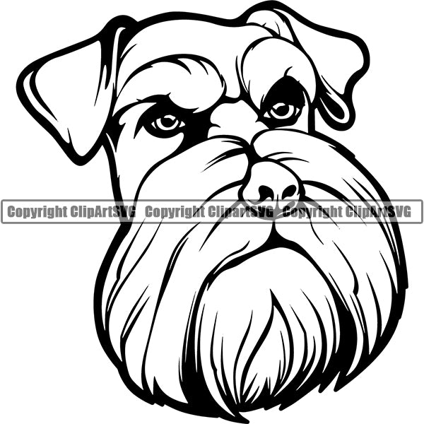 Schnauzer Dog Breed Head Face ClipArt SVG 008