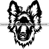 German Shepherd Dog Breed Head Face ClipArt SVG 002