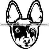 Rat Terrier Dog Breed Head Face ClipArt SVG 002