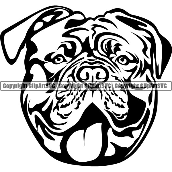 Mastiff Dog Breed Head Face ClipArt SVG 001