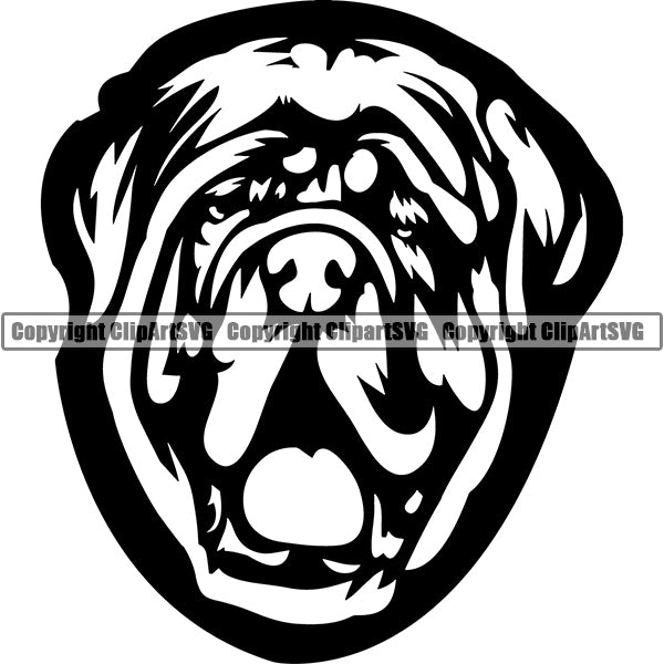 Mastiff Dog Breed Head Face ClipArt SVG 010