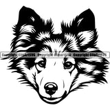 Shetland Sheepdog Dog Breed Head Face ClipArt SVG 002