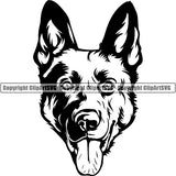 German Shepherd Dog Breed Head Face ClipArt SVG 015