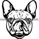 French Bulldog Dog Breed Head Face ClipArt SVG 006