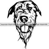 Irish Wolfhound Dog Breed Head Face ClipArt SVG 001