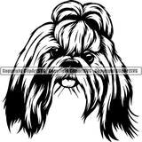 Shih Tzu Dog Breed Head Face ClipArt SVG 001