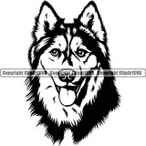 Siberian Husky Dog Breed Head Face ClipArt SVG 003