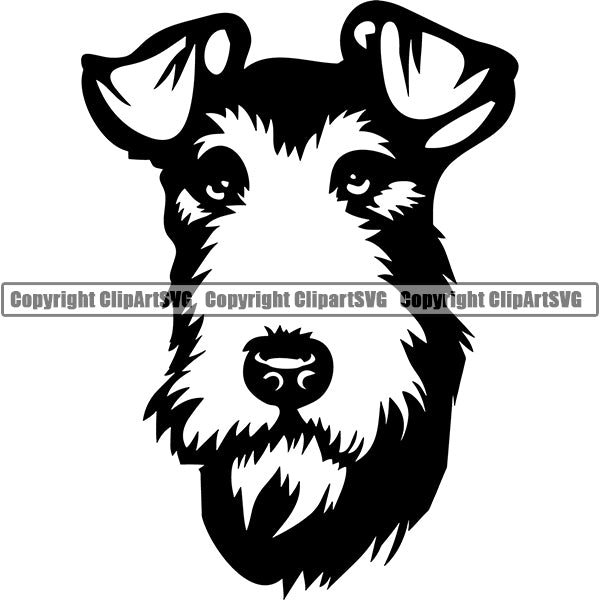 Fox Terrier Dog Breed Head Face ClipArt SVG 001