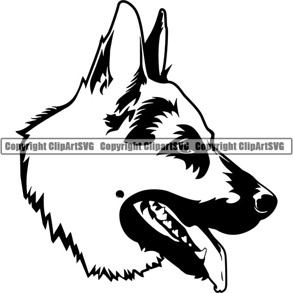 German Shepherd Dog Breed Head Face ClipArt SVG 023
