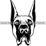 Great Dane Dog Breed Head Face ClipArt SVG 001
