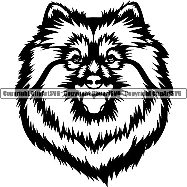 Spitz Dog Breed Head Face ClipArt SVG 001
