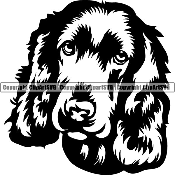 English Cocker Spaniel Dog Breed Head Face ClipArt SVG 002