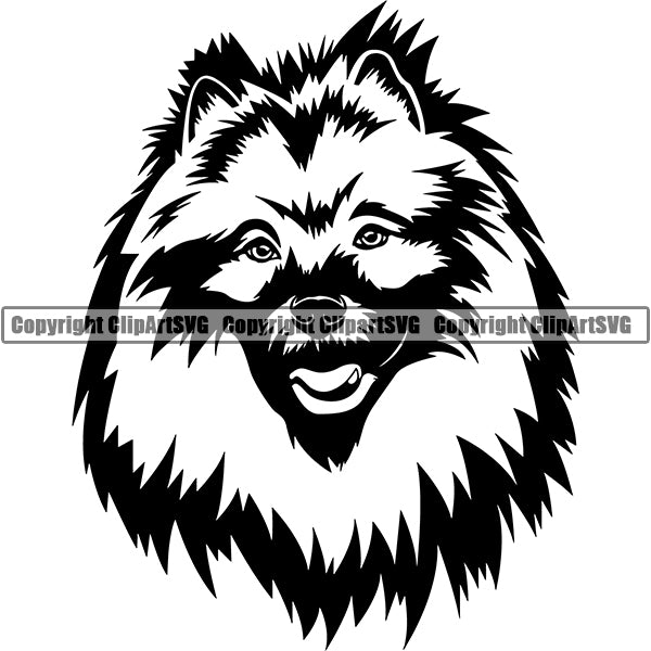Keeshond Dog Breed Head Face ClipArt SVG 002