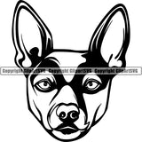 Rat Terrier Dog Breed Head Face ClipArt SVG 001