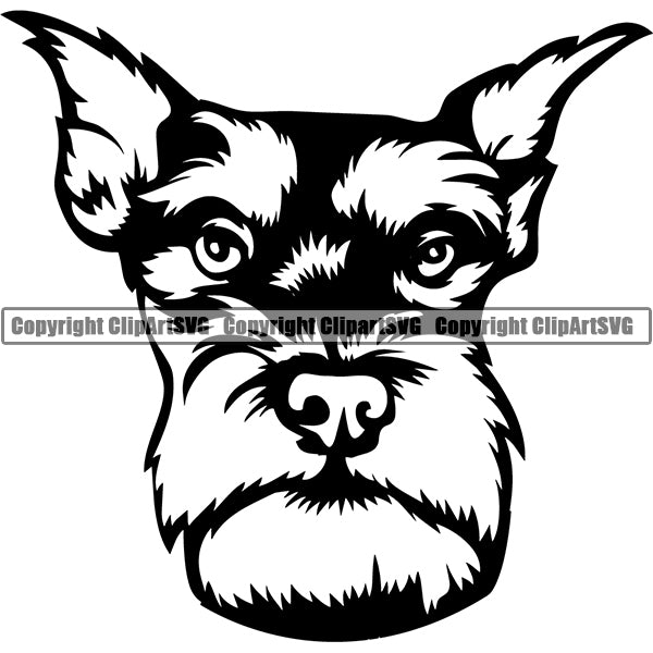 Schnauzer Dog Breed Head Face ClipArt SVG 009