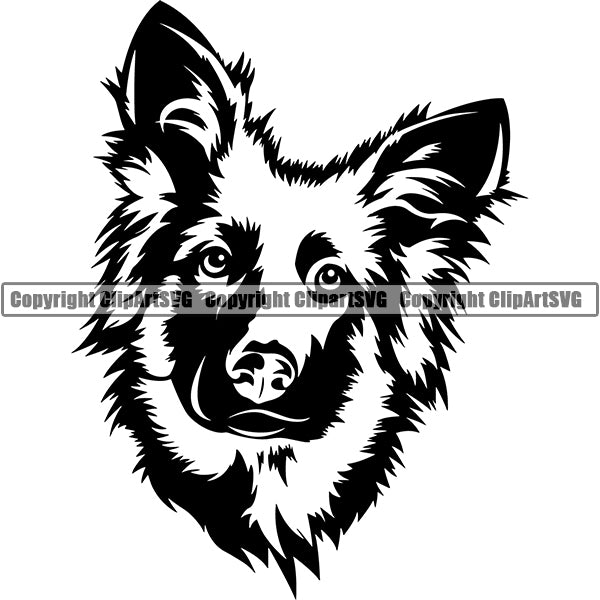 German Shepherd Dog Breed Head Face ClipArt SVG 004