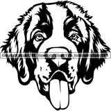 Saint Bernard Dog Breed Head Face ClipArt SVG 001