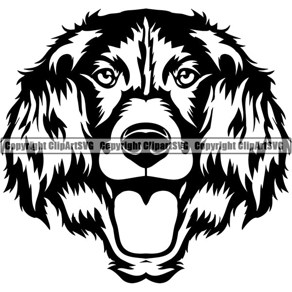 Monsterlander Dog Breed Head Face ClipArt SVG 001