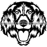 Monsterlander Dog Breed Head Face ClipArt SVG 001