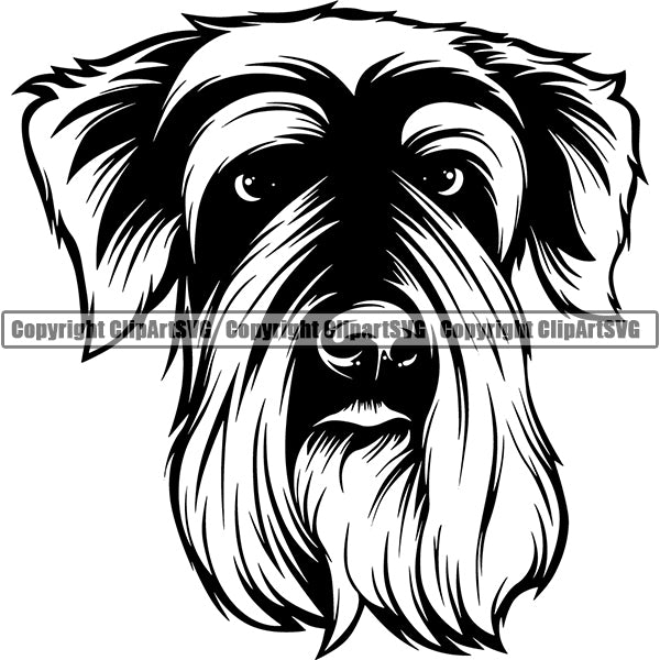 Soft Coated Wheaten Dog Breed Head Face ClipArt SVG 001