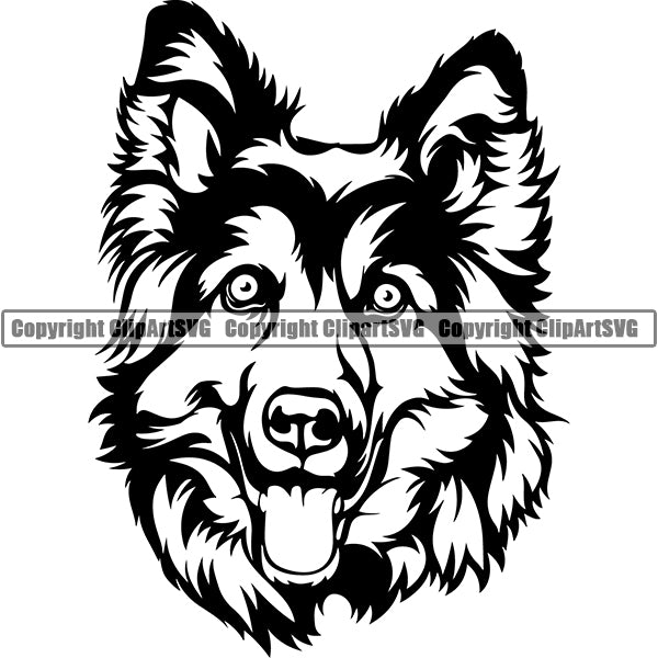 German Shepherd Dog Breed Head Face ClipArt SVG 014