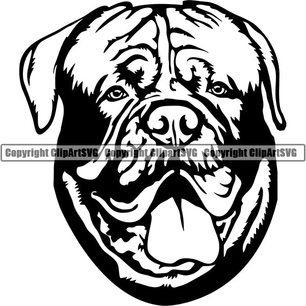 Animal Dog Dogue De Bordeaux Dog Breed Head Face ClipArt SVG 001