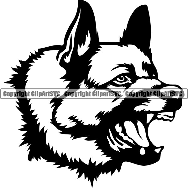 German Shepherd Dog Breed Head Face ClipArt SVG 021