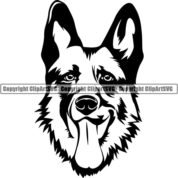 German Shepherd Dog Breed Head Face ClipArt SVG 006