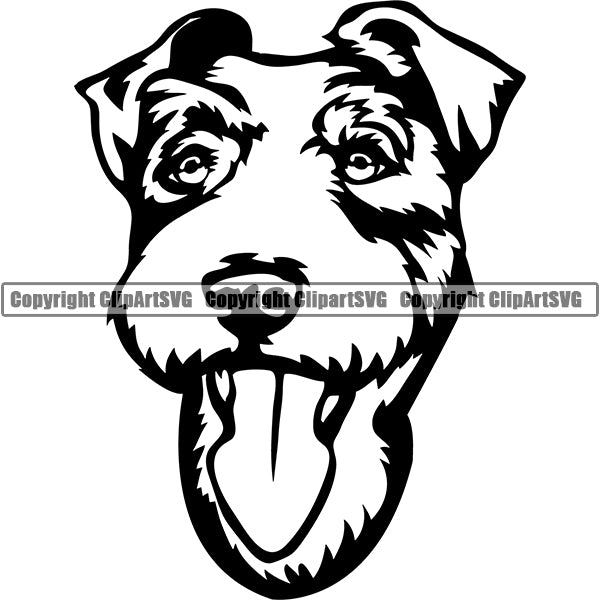 Jack Russell Terrier Dog Breed Head Face ClipArt SVG 001