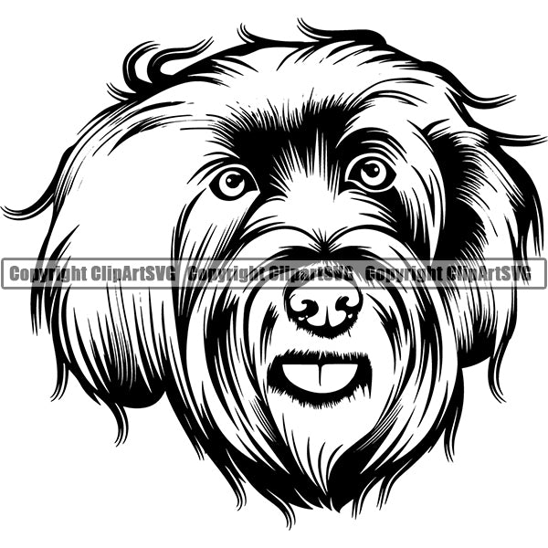 Labradoodle Dog Breed Head Face ClipArt SVG 002