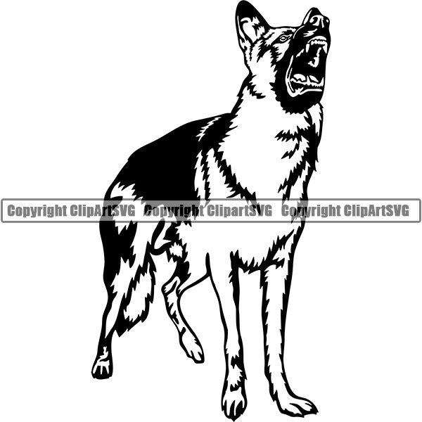German Shepherd Dog Breed Head Face ClipArt SVG 016