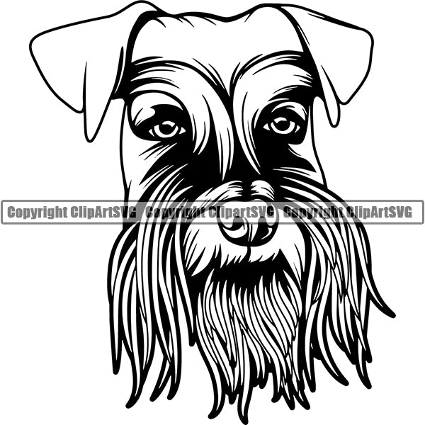 Schnauzer Dog Breed Head Face ClipArt SVG 001