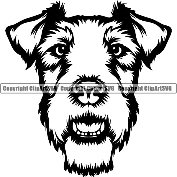 Fox Terrier Dog Breed Head Face ClipArt SVG 002