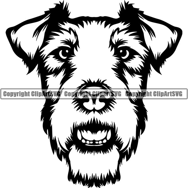 Fox Terrier Dog Breed Head Face ClipArt SVG 002