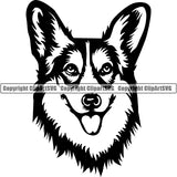 Pembroke Welsh Corgi Dog Breed Head Face ClipArt SVG 004