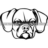 Puggle Dog Breed Head Face ClipArt SVG 001