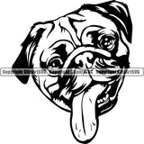 Pug Dog Breed Head Face ClipArt SVG 001