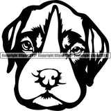 German Boxer Dog Breed Head Face ClipArt SVG 001